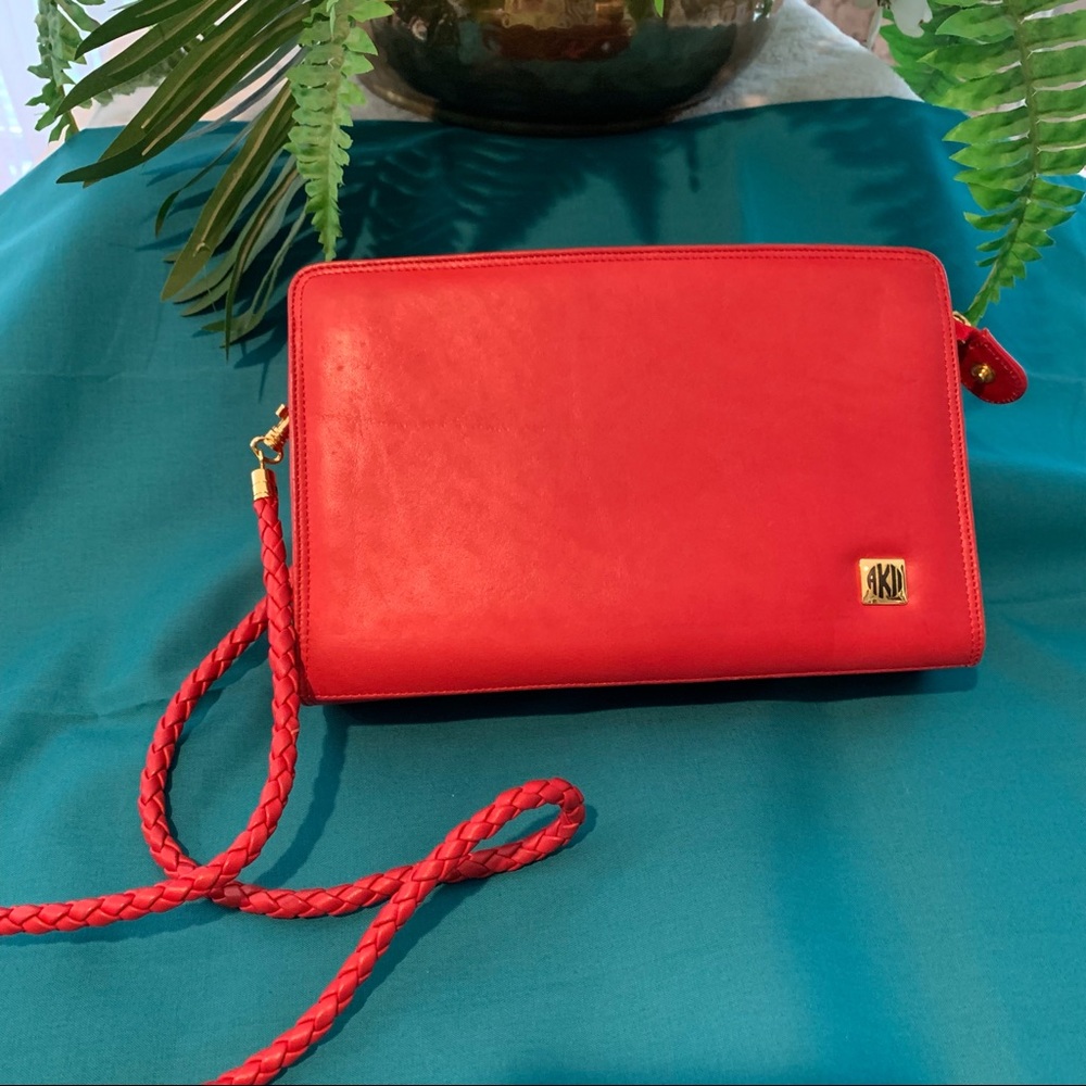 Ann Klein II crossbody bright red leather bag.